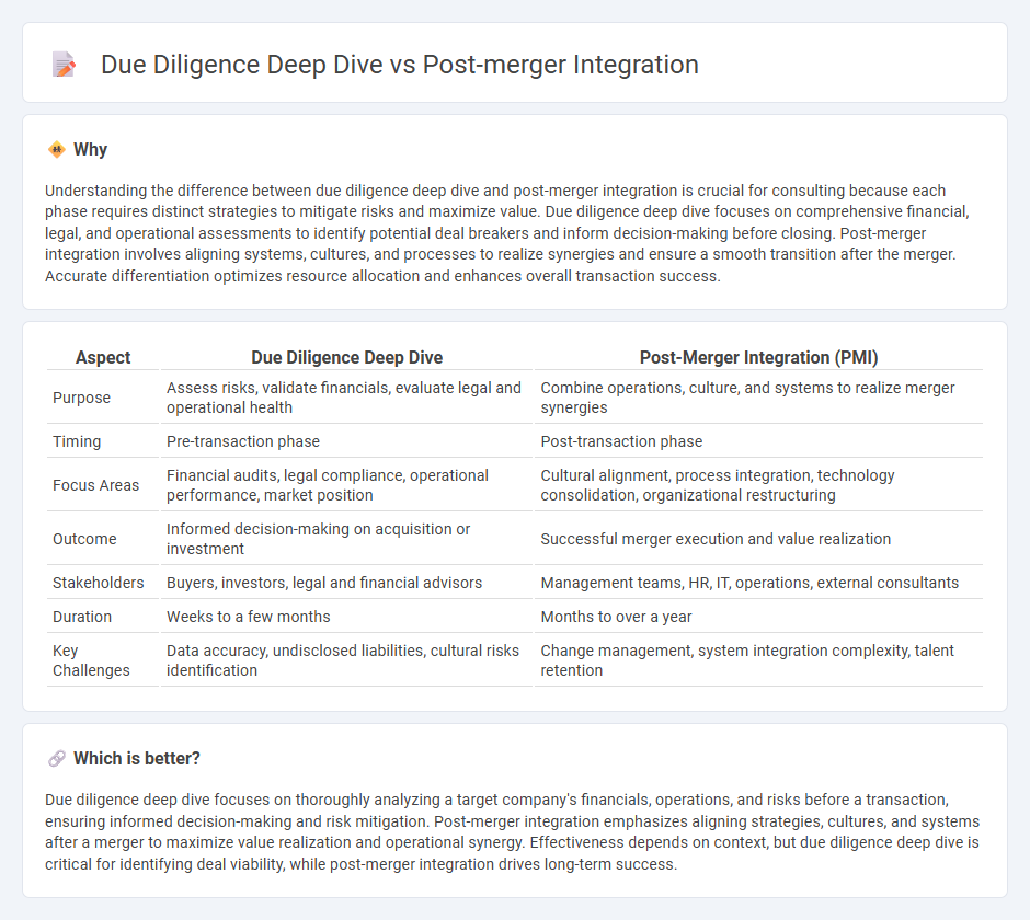 Due Diligence Deep Dive vs Post-Merger Integration in Consulting