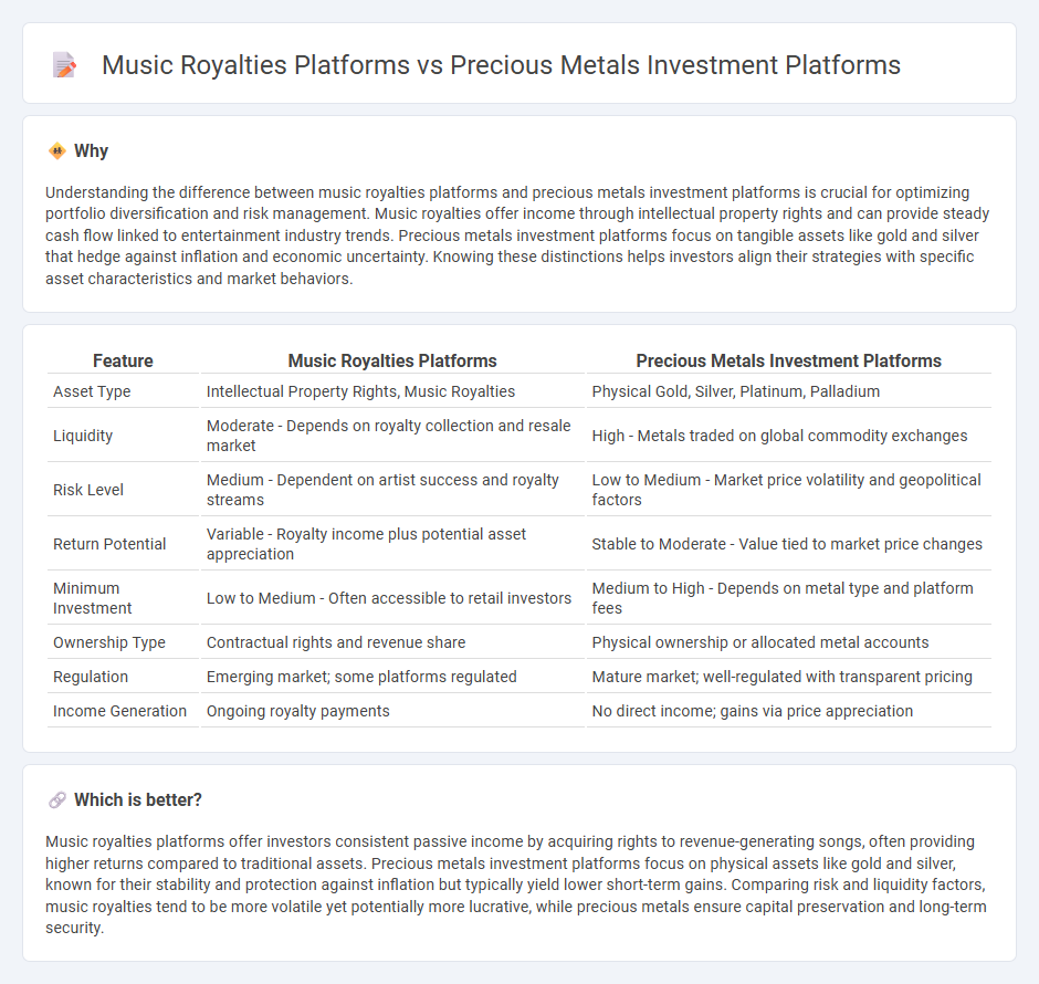 Music Royalties Platforms vs Precious Metals Investment Platforms in Investment