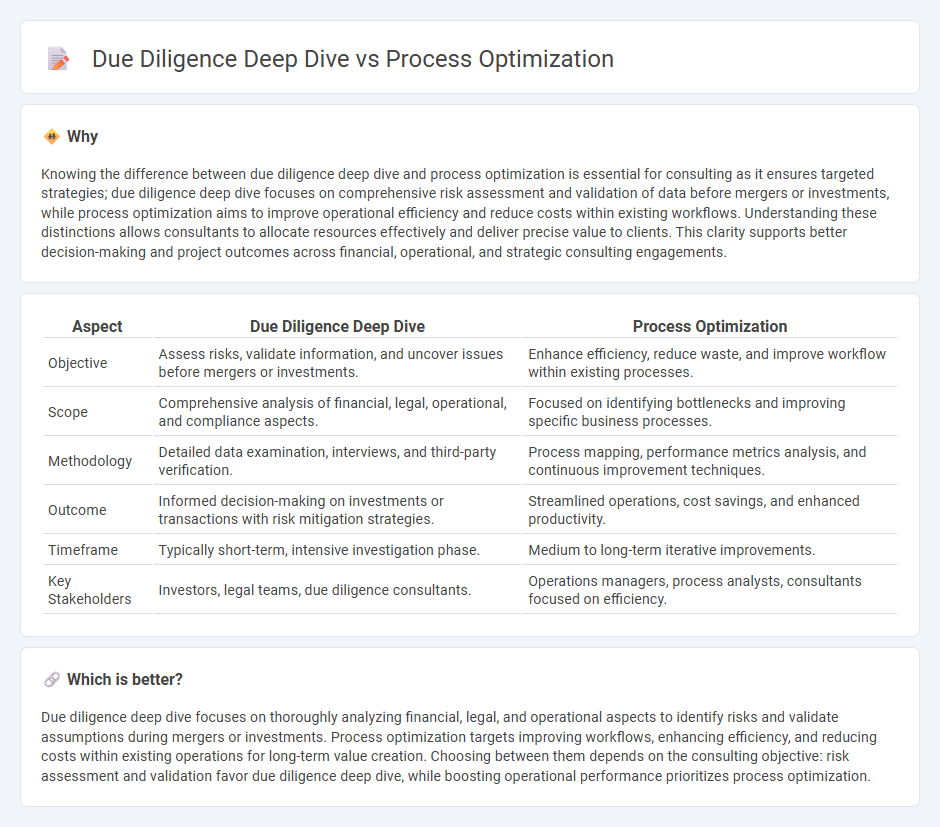 Due Diligence Deep Dive vs Process Optimization in Consulting