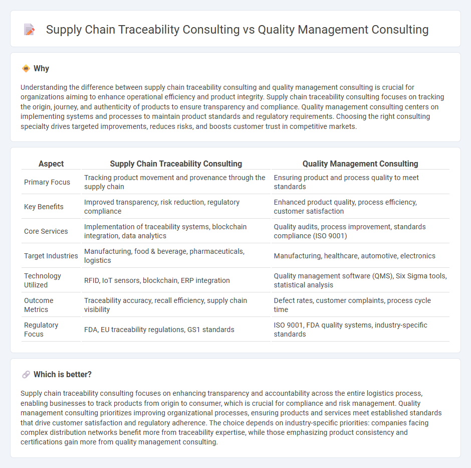 Supply Chain Traceability Consulting vs Quality Management Consulting in Consulting