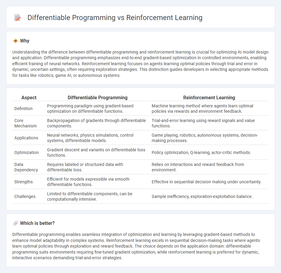 Differentiable Programming vs Reinforcement Learning in Technology