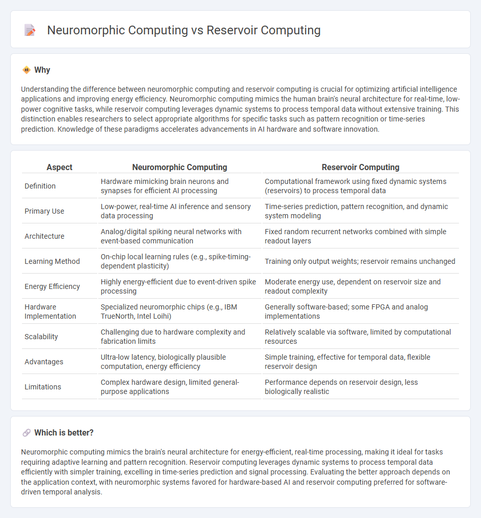 Neuromorphic Computing vs Reservoir Computing in Technology