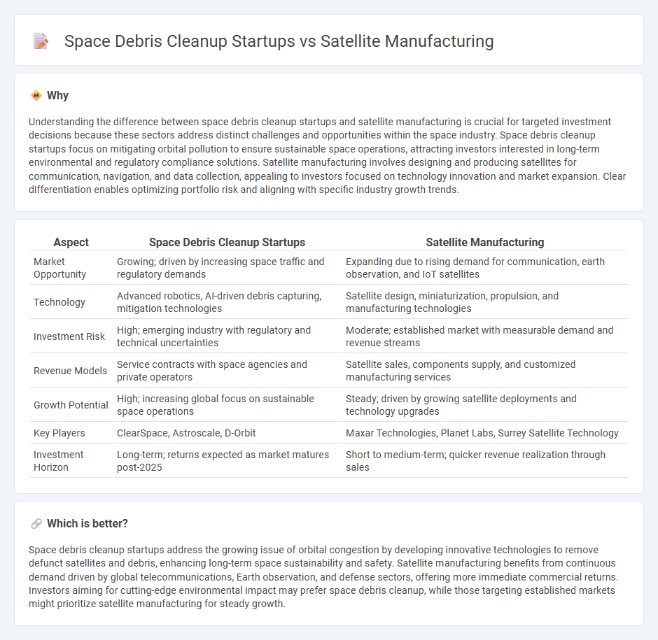 Space Debris Cleanup Startups vs Satellite Manufacturing in Investment