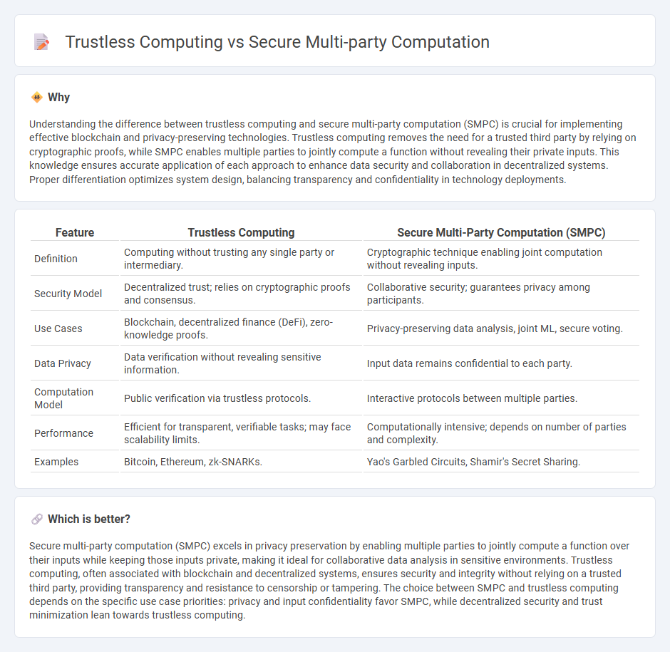 Trustless Computing vs Secure Multi-Party Computation in Technology