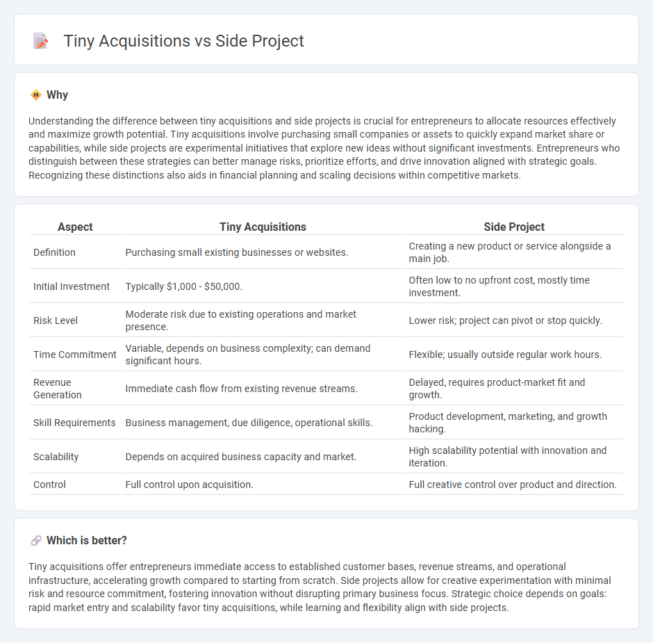 Tiny Acquisitions vs Side Project in Entrepreneurship