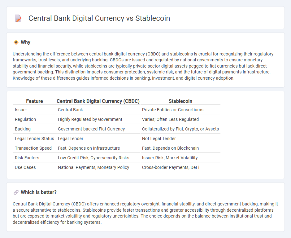 Central Bank Digital Currency vs Stablecoin in Banking