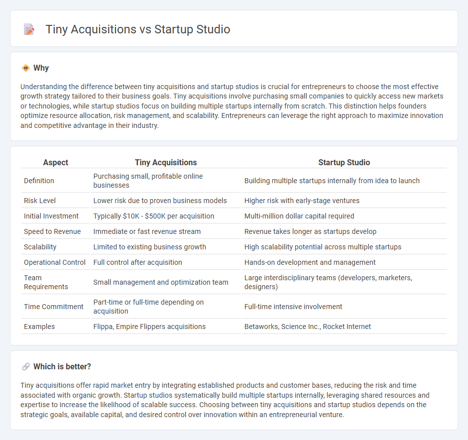 Tiny Acquisitions vs Startup Studio in Entrepreneurship