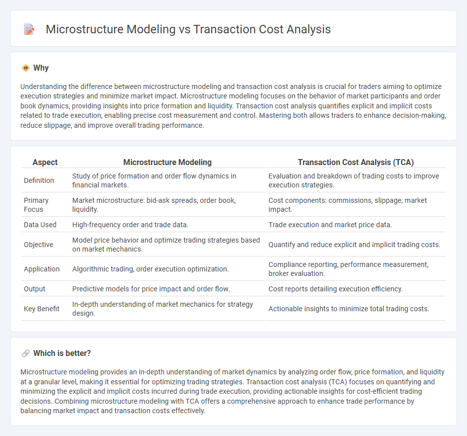 Microstructure Modeling vs Transaction Cost Analysis in Trading