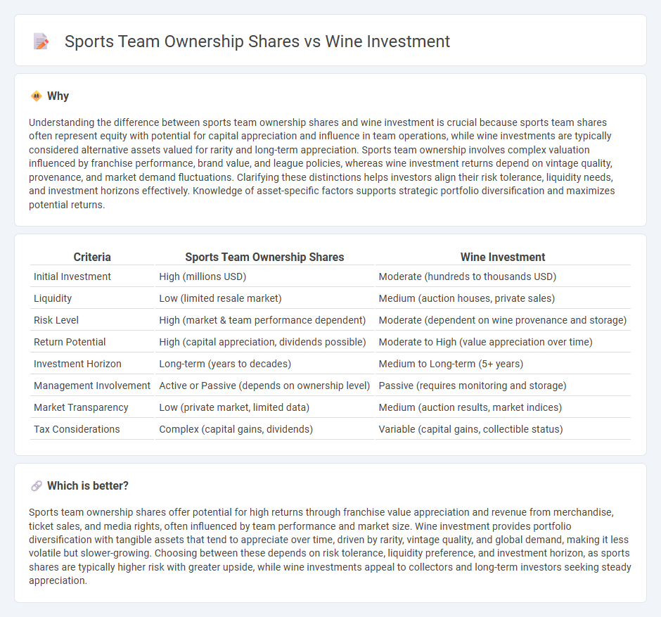Sports Team Ownership Shares vs Wine Investment in Investment