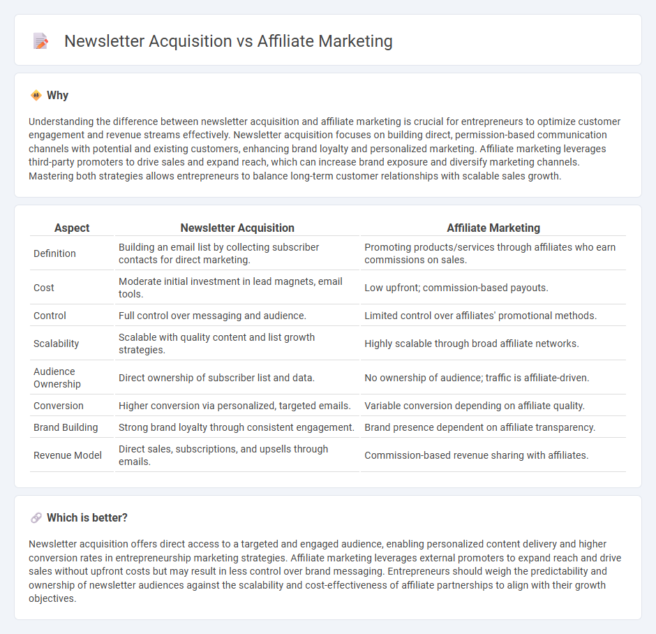 Newsletter Acquisition vs Affiliate Marketing in Entrepreneurship