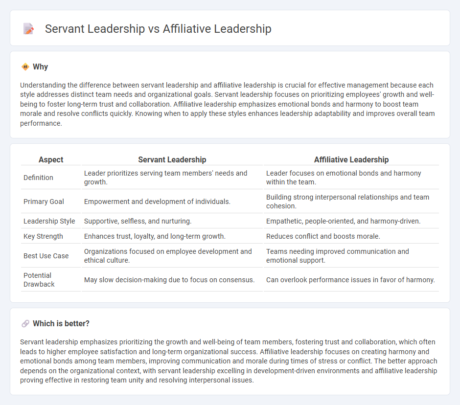Servant Leadership vs Affiliative Leadership in Management