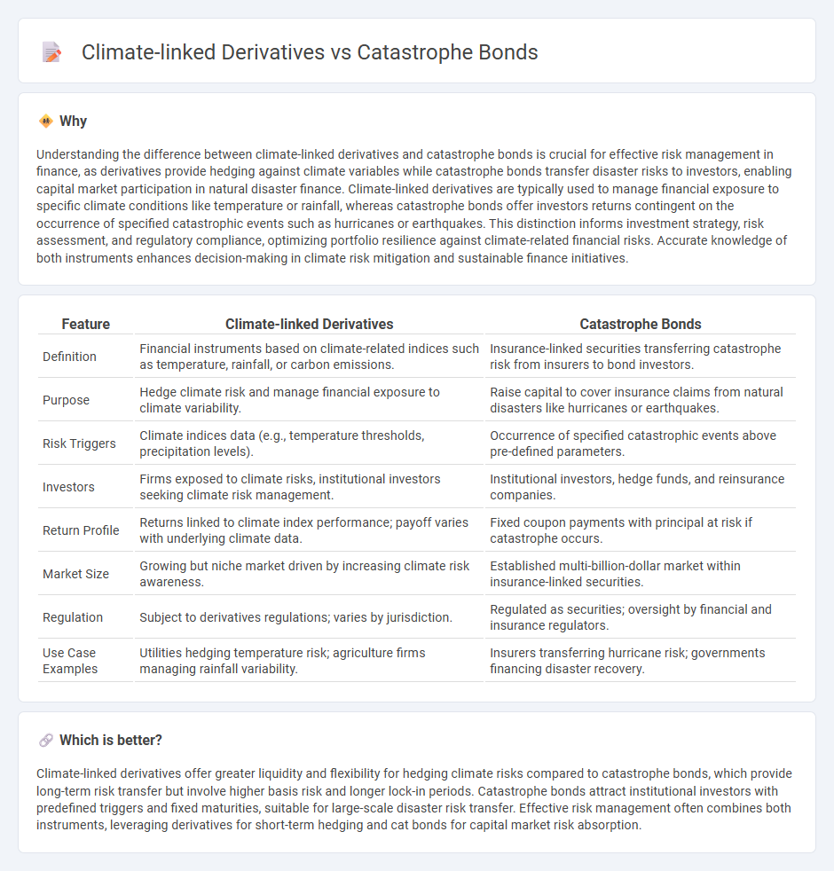 Climate-Linked Derivatives vs Catastrophe Bonds in Finance