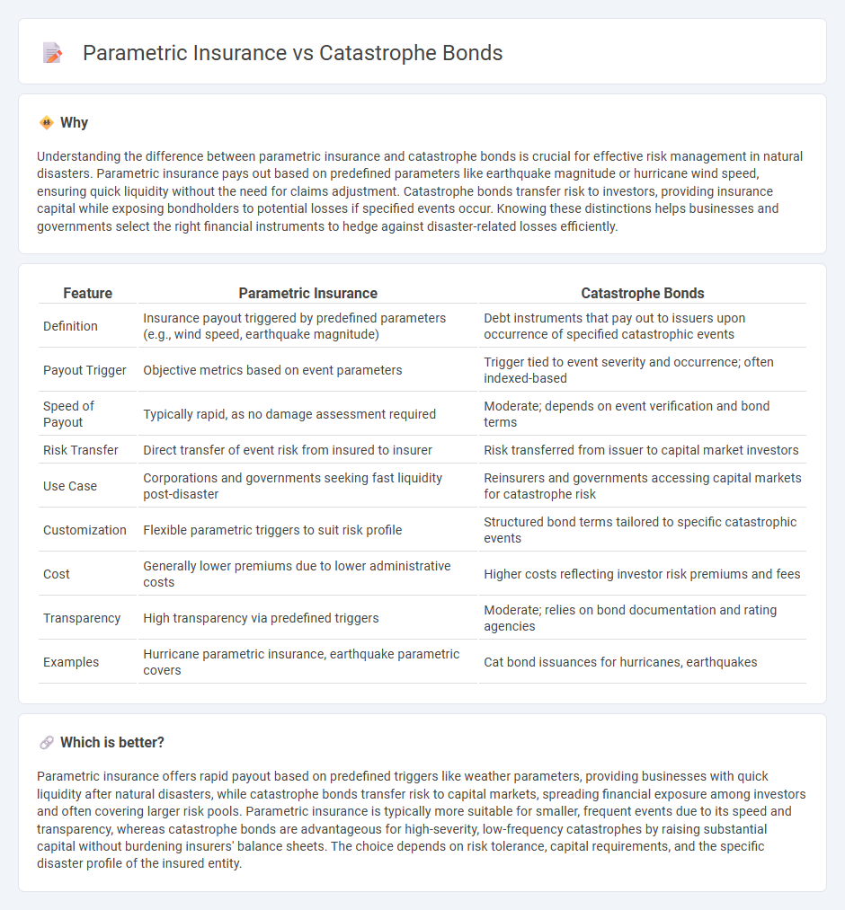 Parametric Insurance vs Catastrophe Bonds in Insurance