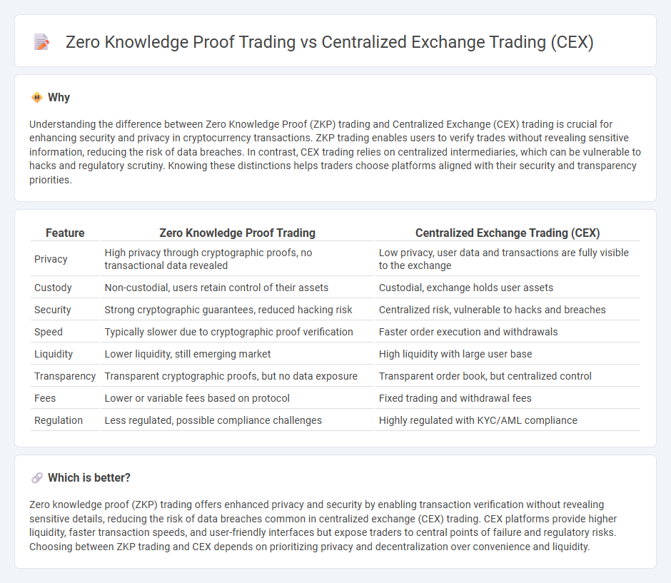 Zero Knowledge Proof Trading vs Centralized Exchange Trading (Cex) in Trading