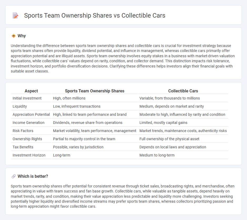 Sports Team Ownership Shares vs Collectible Cars in Investment
