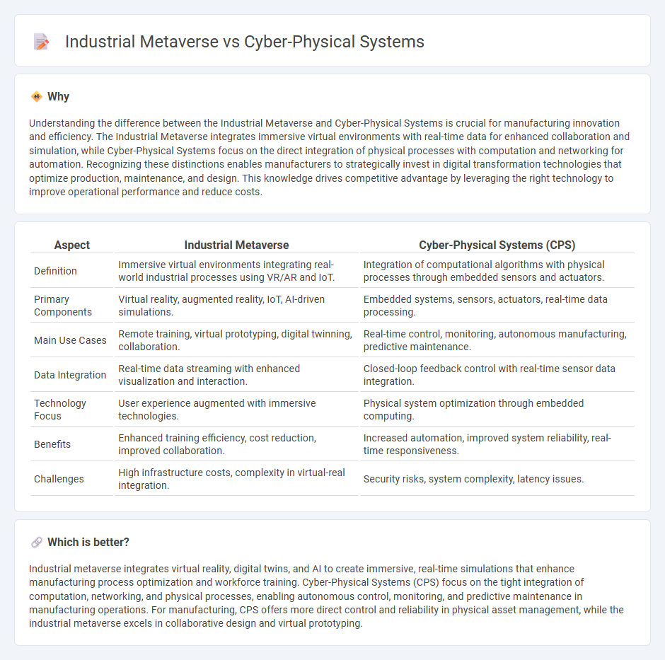 Industrial Metaverse vs Cyber-Physical Systems in Manufacturing