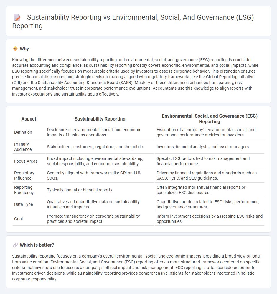 Sustainability Reporting vs Environmental, Social, And Governance (Esg) Reporting in Accounting