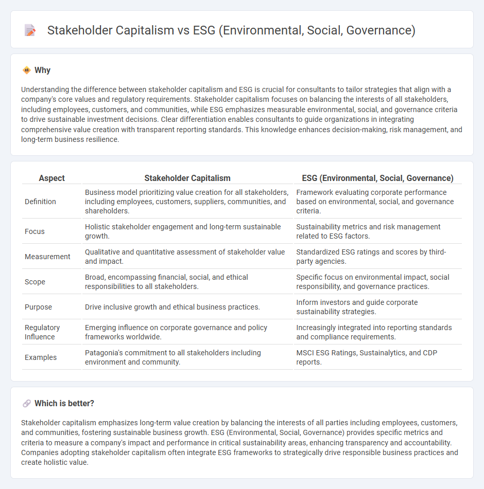 Stakeholder Capitalism vs Esg (Environmental, Social, Governance) in Consulting