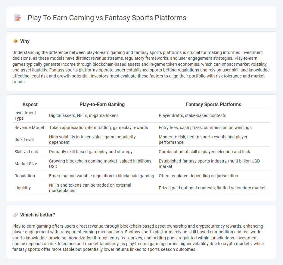 Play To Earn Gaming vs Fantasy Sports Platforms in Investment