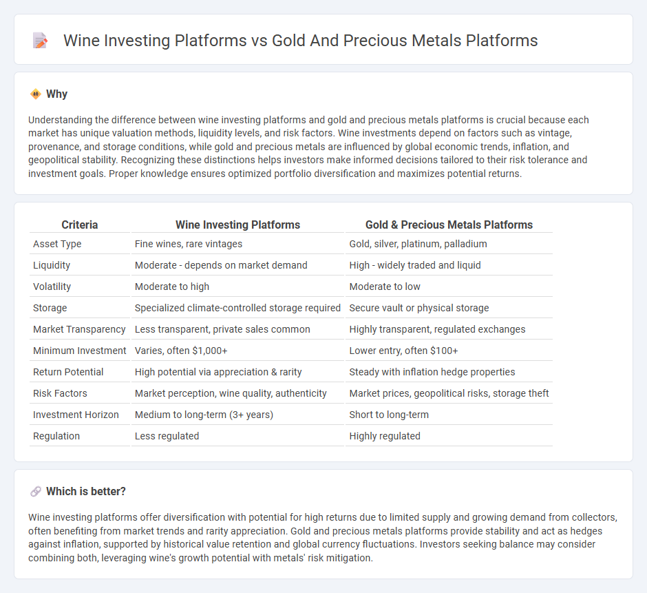 Wine Investing Platforms vs Gold And Precious Metals Platforms in Investment