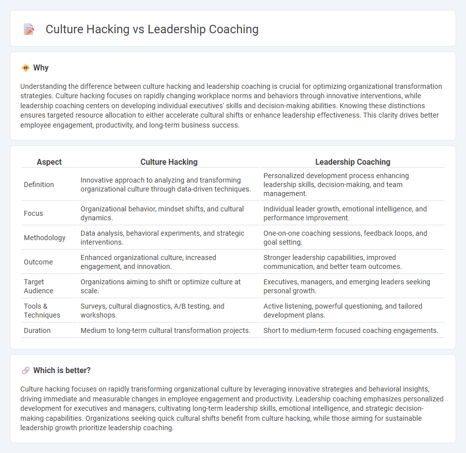 Culture Hacking vs Leadership Coaching in Consulting