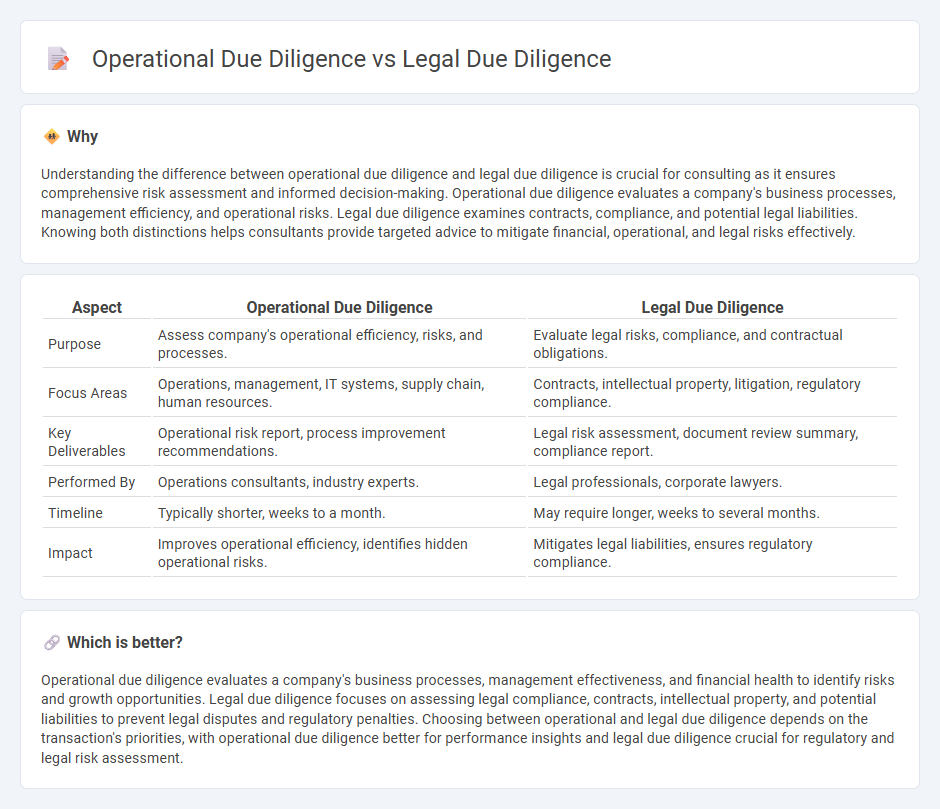 Operational Due Diligence vs Legal Due Diligence in Consulting