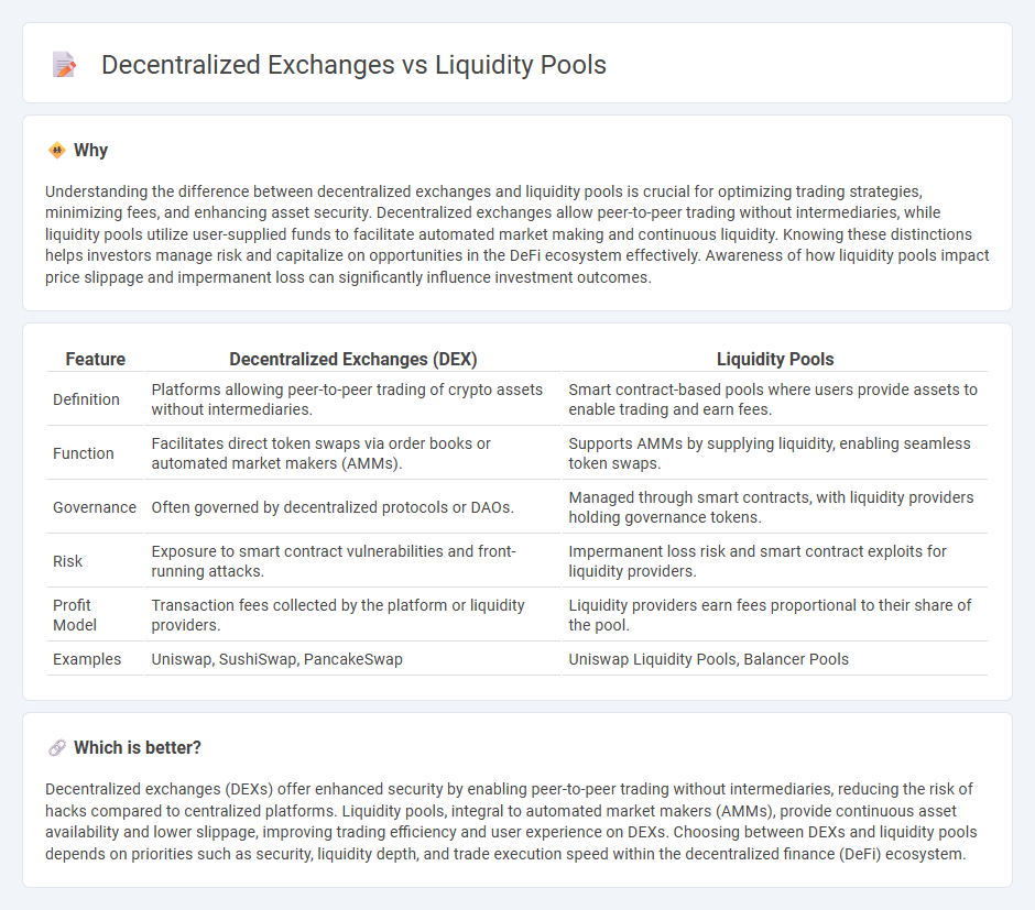 Decentralized Exchanges vs Liquidity Pools in Finance