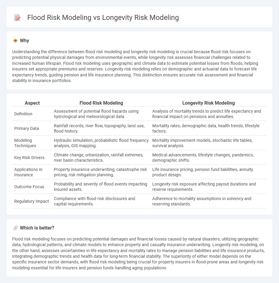 Flood Risk Modeling vs Longevity Risk Modeling in Insurance