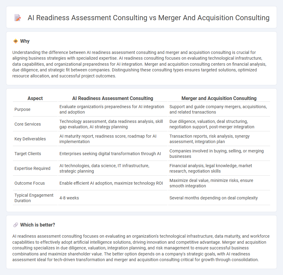 Ai Readiness Assessment Consulting vs Merger And Acquisition Consulting in Consulting
