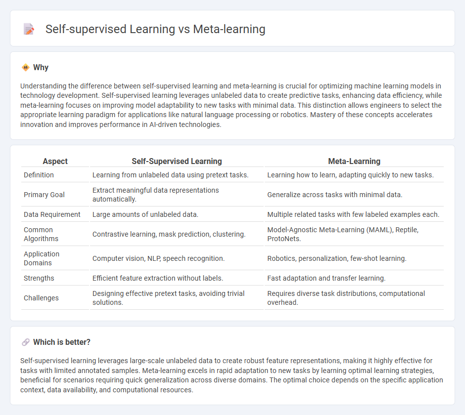 Self-Supervised Learning vs Meta-Learning in Technology