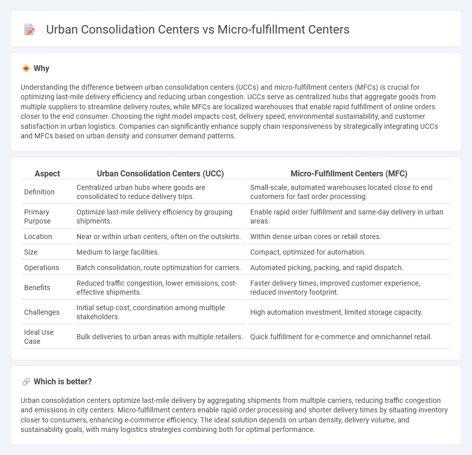 Urban Consolidation Centers vs Micro-Fulfillment Centers in Logistics