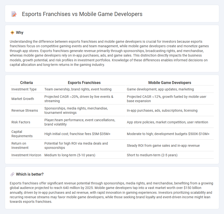 Esports Franchises vs Mobile Game Developers in Investment