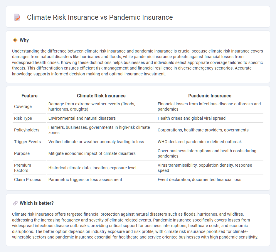 Climate Risk Insurance vs Pandemic Insurance in Insurance