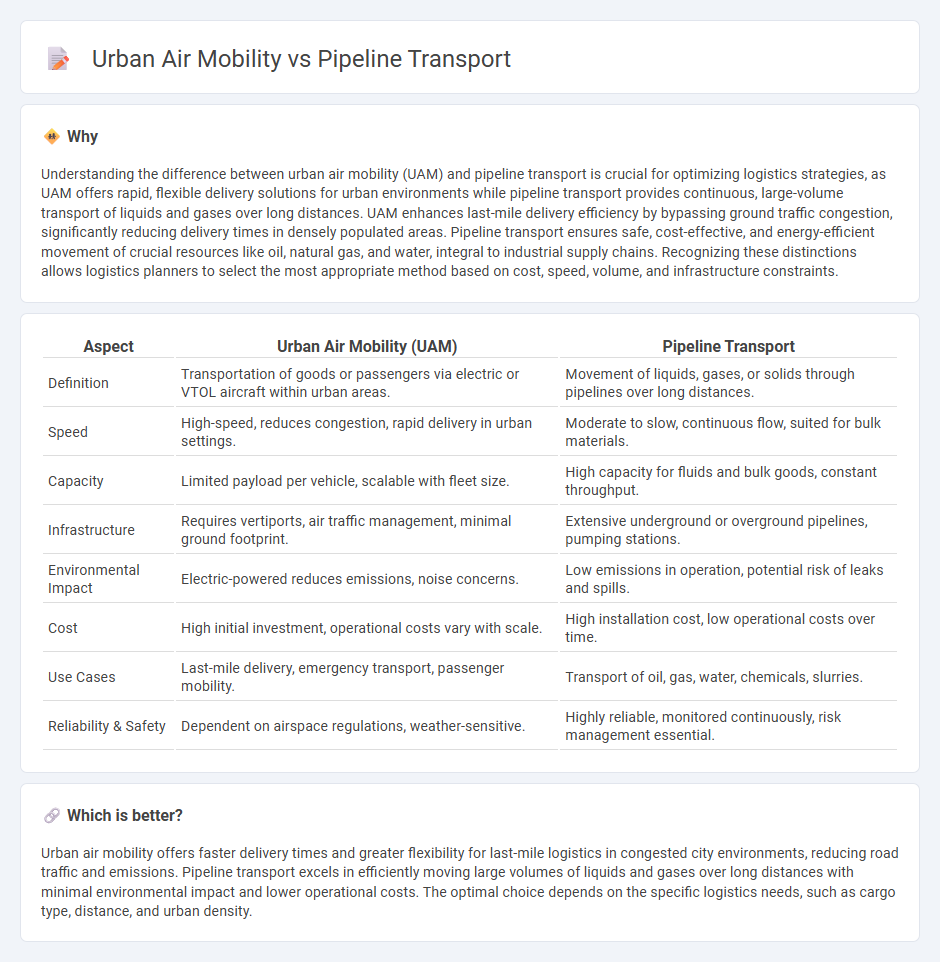 Urban Air Mobility vs Pipeline Transport in Logistics