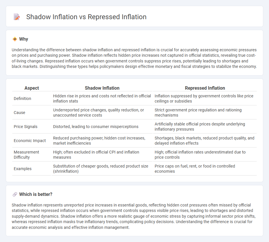Shadow Inflation vs Repressed Inflation in Economy
