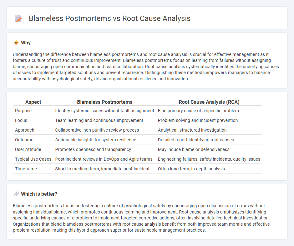 Blameless Postmortems vs Root Cause Analysis in Management