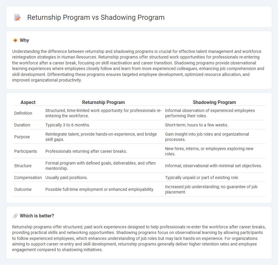Returnship Program vs Shadowing Program in Human Resources