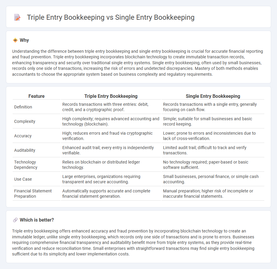 Triple Entry Bookkeeping vs Single Entry Bookkeeping in Accounting