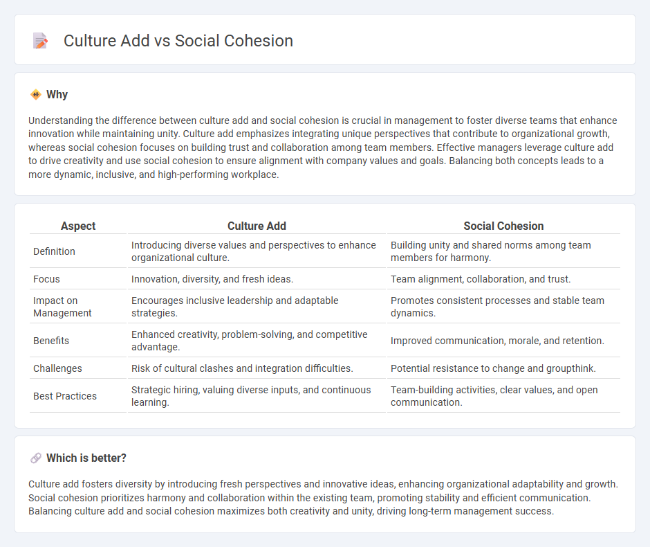 Culture Add vs Social Cohesion in Management