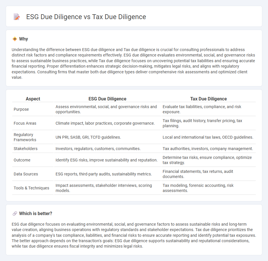 Esg Due Diligence vs Tax Due Diligence in Consulting