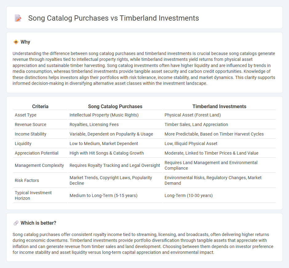 Song Catalog Purchases vs Timberland Investments in Investment
