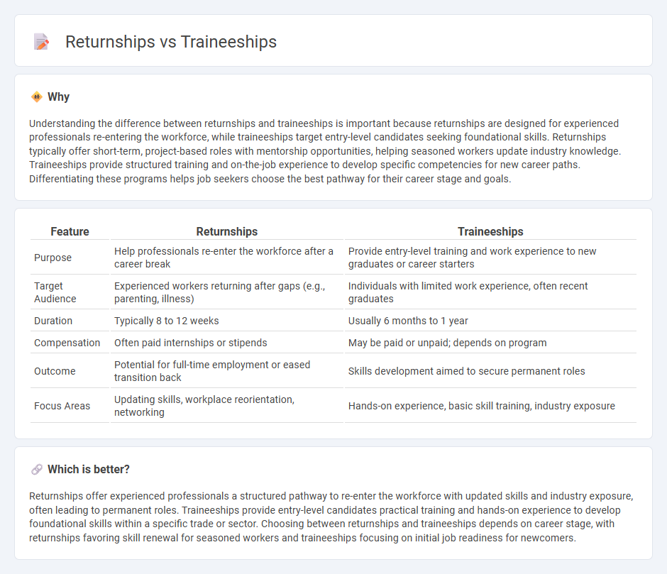 Returnships vs Traineeships in Employment
