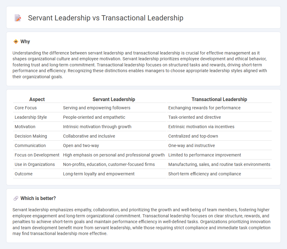 Servant Leadership vs Transactional Leadership in Management