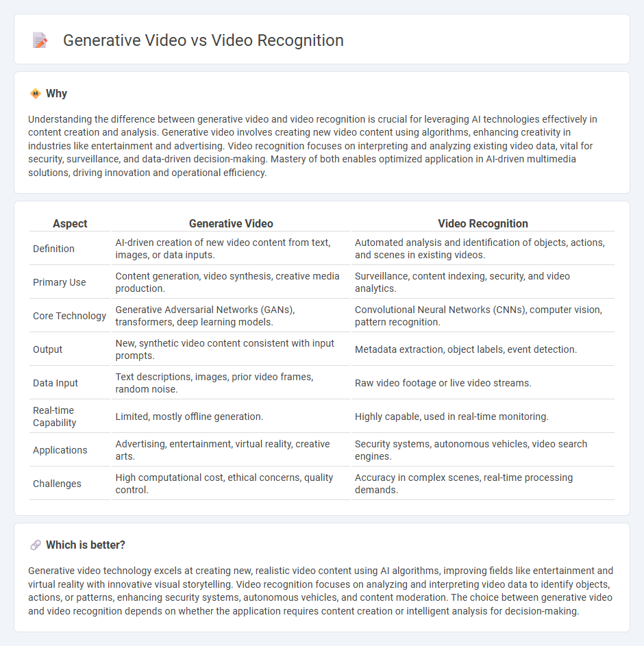 Generative Video vs Video Recognition in Technology