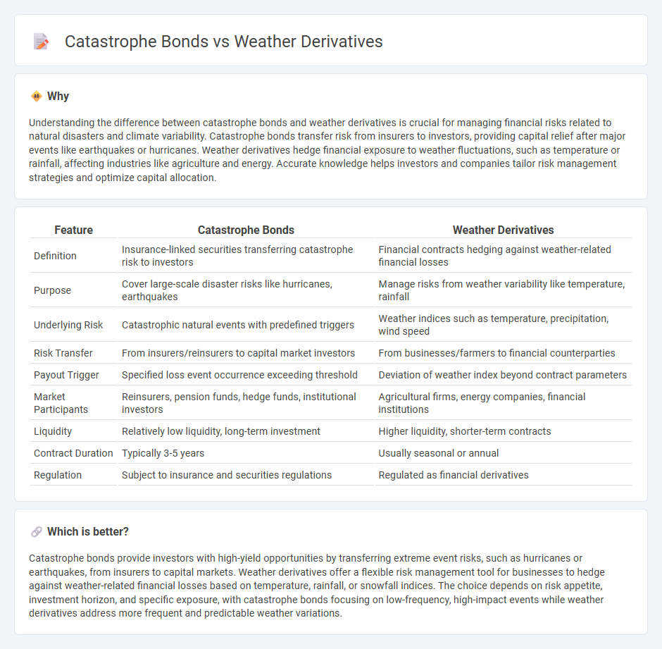 Catastrophe Bonds vs Weather Derivatives in Finance