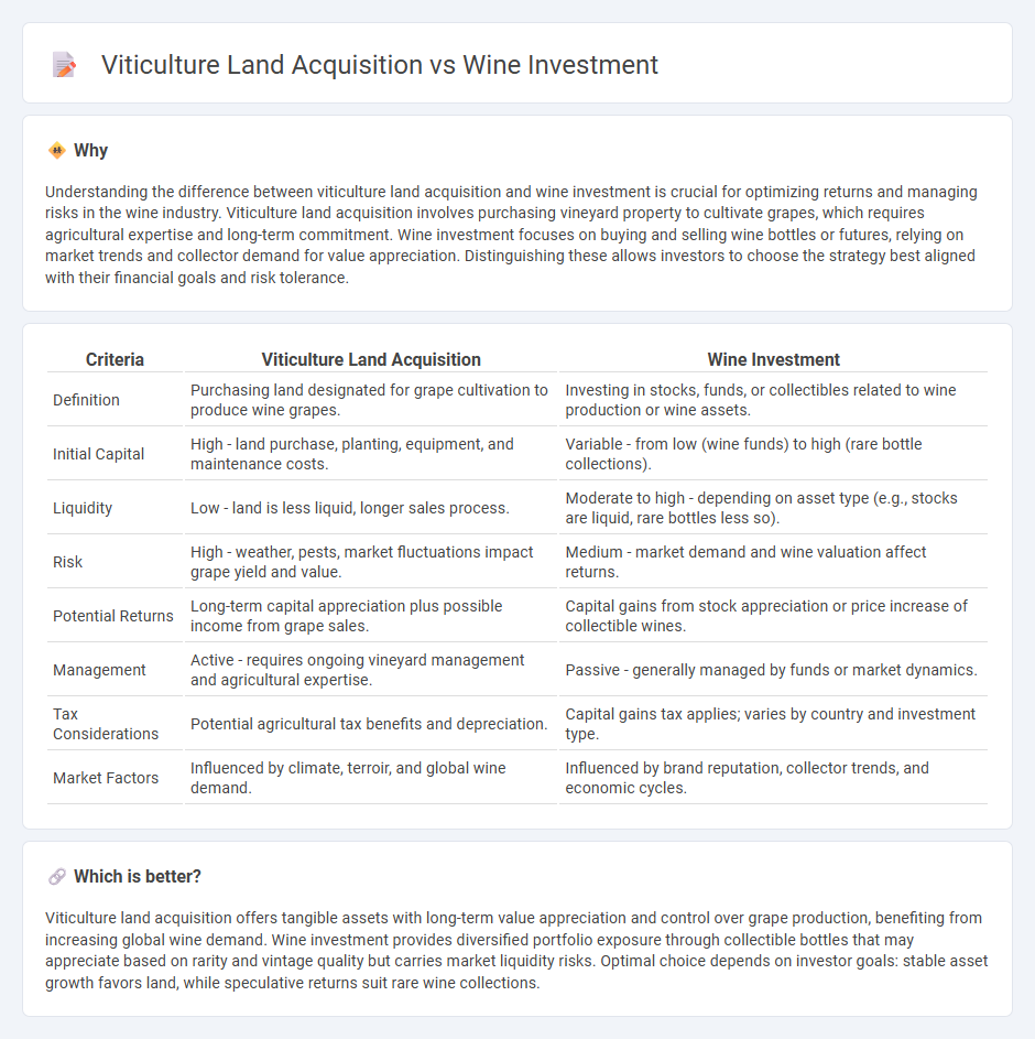Viticulture Land Acquisition vs Wine Investment in Investment