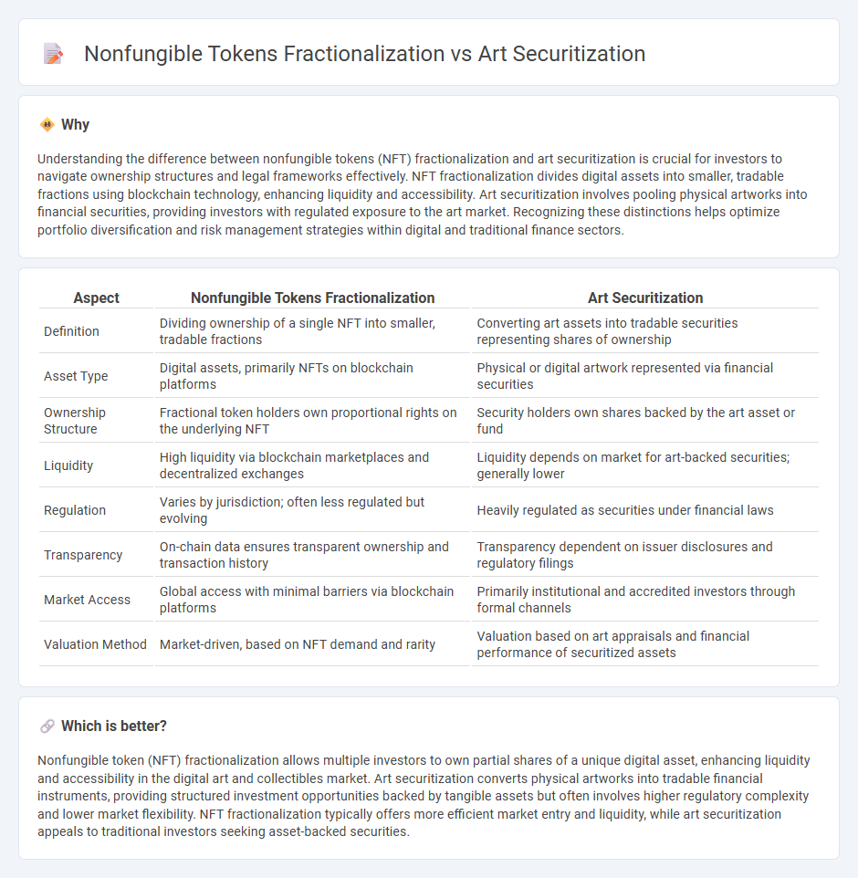 Nonfungible Tokens Fractionalization vs Art Securitization in Finance