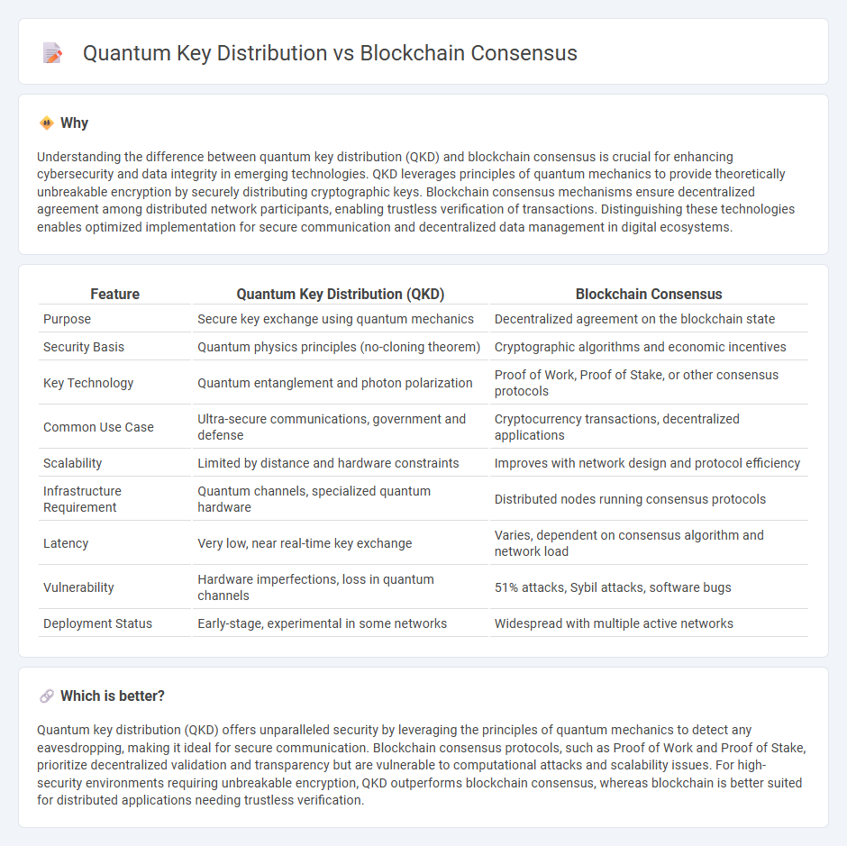 Quantum Key Distribution vs Blockchain Consensus in Technology