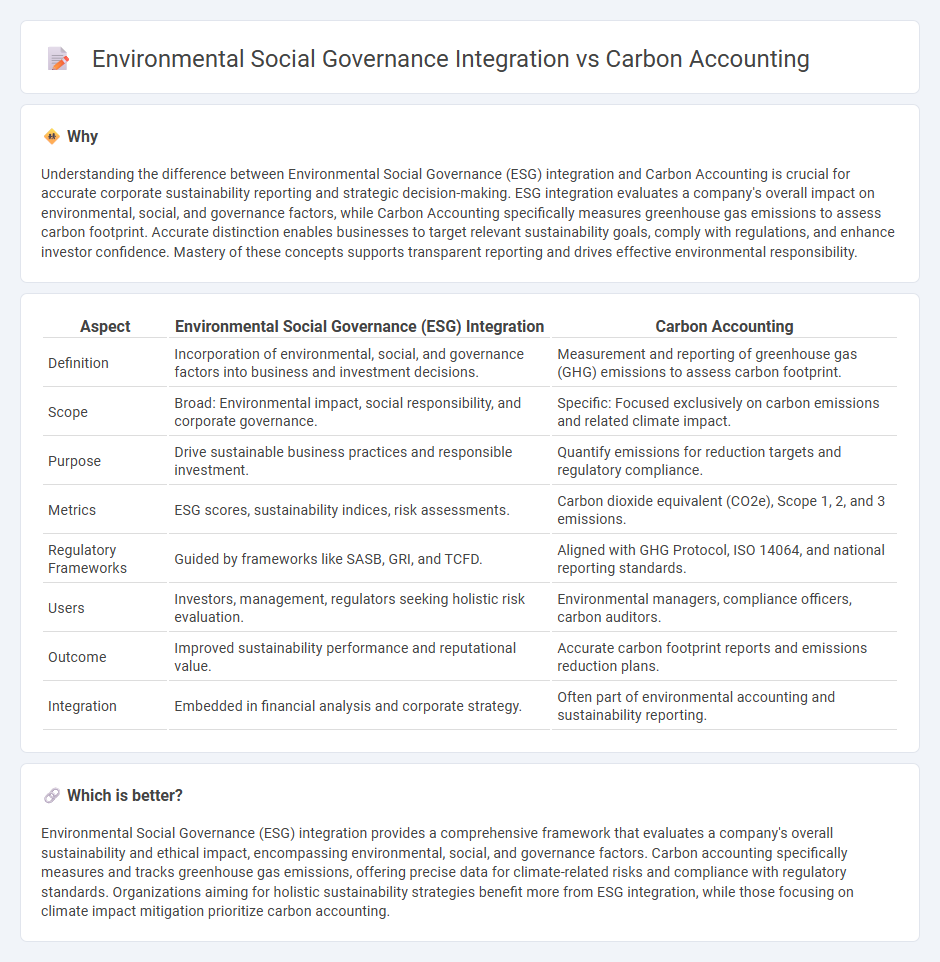 Environmental Social Governance Integration vs Carbon Accounting in Accounting