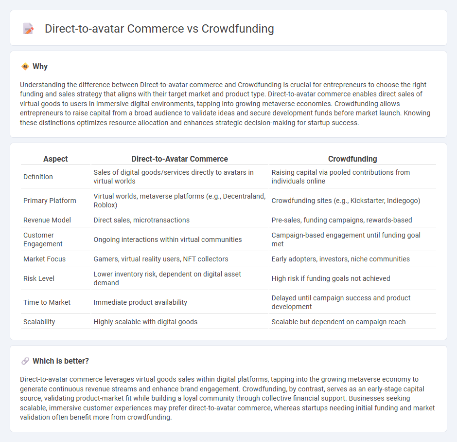 Direct-To-Avatar Commerce vs Crowdfunding in Entrepreneurship